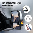 VEVOR Towing Mirrors, Left & Right Pair Set for Chevrolet Silverado (2007-2014)/GMC/Cadillac, Power Heated Tow Mirror with Signal Light, Manual Controlling Telescoping Folding, Heating Defrost, Silver