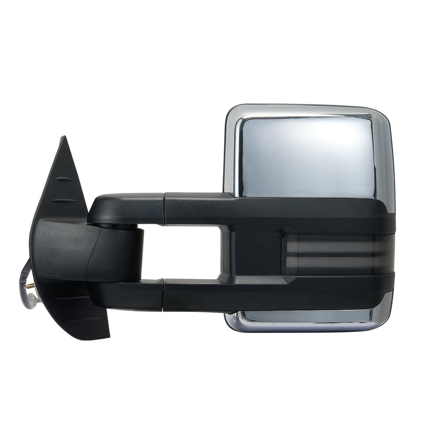 VEVOR Towing Mirrors, Left & Right Pair Set for Chevrolet Silverado (2007-2014)/GMC/Cadillac, Power Heated Tow Mirror with Signal Light, Manual Controlling Telescoping Folding, Heating Defrost, Silver