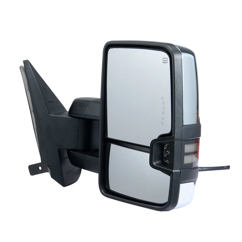 VEVOR Towing Mirrors, Left & Right Pair Set for Chevrolet Silverado (2007-2014)/GMC/Cadillac, Power Heated Tow Mirror with Signal Light, Manual Controlling Telescoping Folding, Heating Defrost, Silver