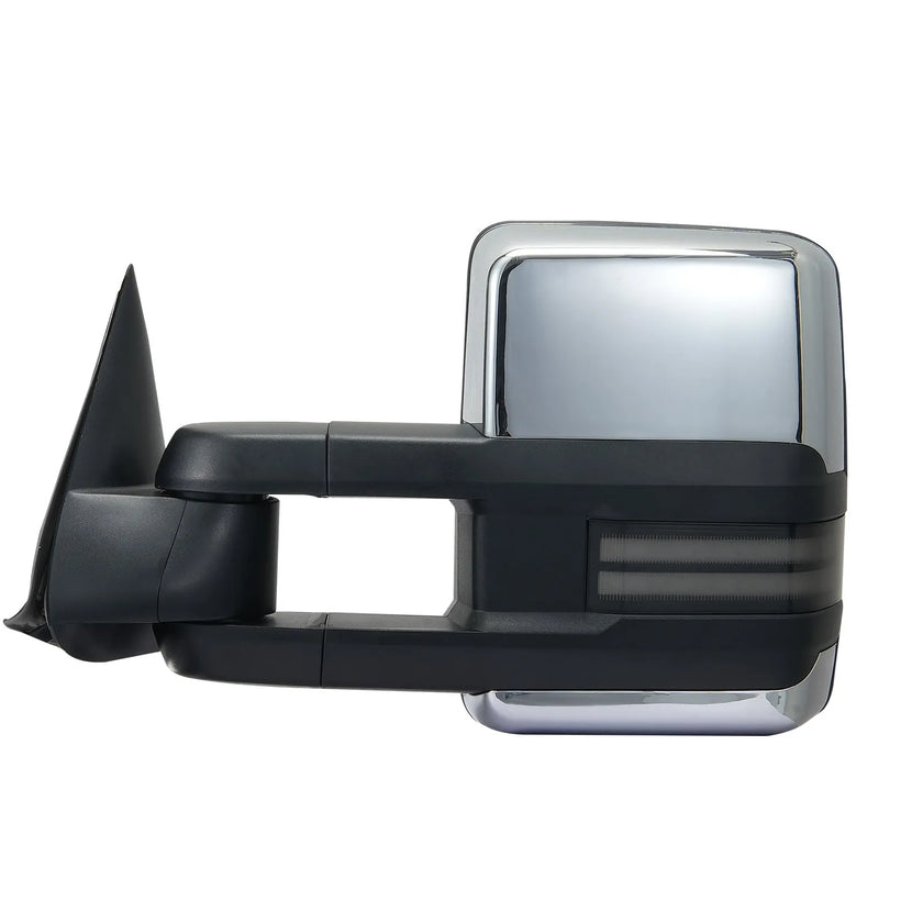 VEVOR Towing Mirrors, Left & Right Pair Set for Chevrolet Silverado (2003-2007)/GMC/Cadillac, Power Heated Tow Mirror with Signal Light, Manual Controlling Telescoping Folding, Heating Defrost, Silver