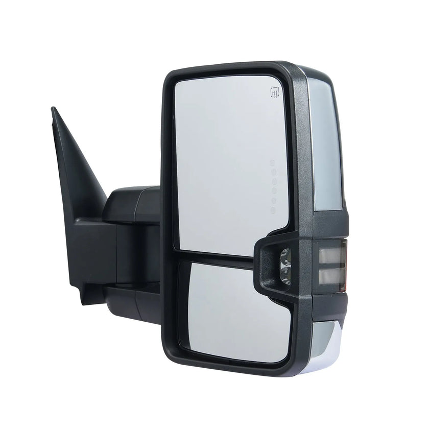VEVOR Towing Mirrors, Left & Right Pair Set for Chevrolet Silverado (2003-2007)/GMC/Cadillac, Power Heated Tow Mirror with Signal Light, Manual Controlling Telescoping Folding, Heating Defrost, Silver