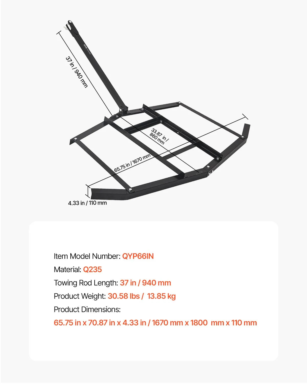 VEVOR Drag Harrow 66