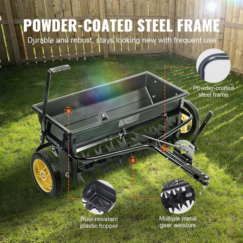 VEVOR Broadcast Spreader, 100 LB Tow Behind Poly Drop Spreader with 10