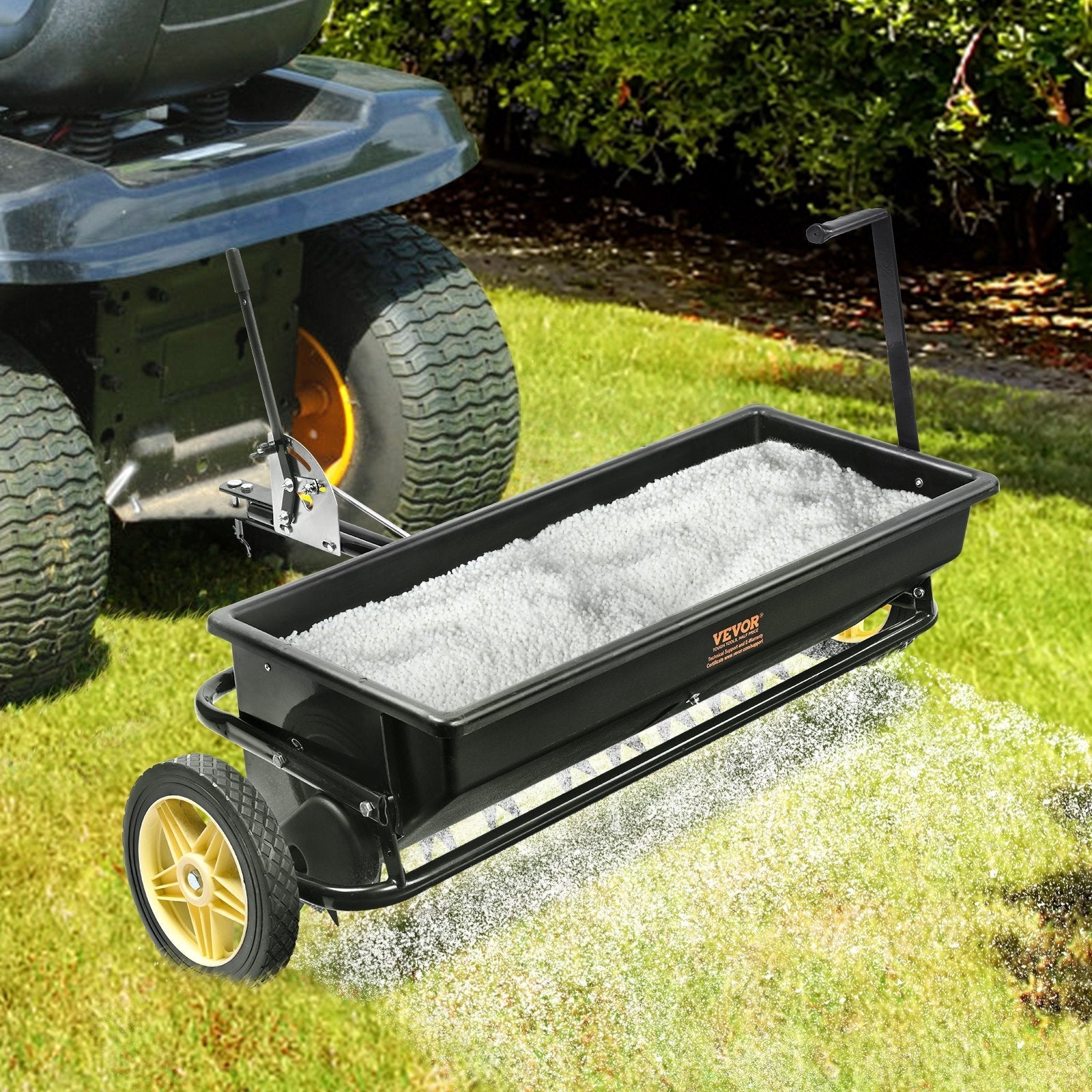 VEVOR Broadcast Spreader, 100 LB Tow Behind Poly Drop Spreader with 10