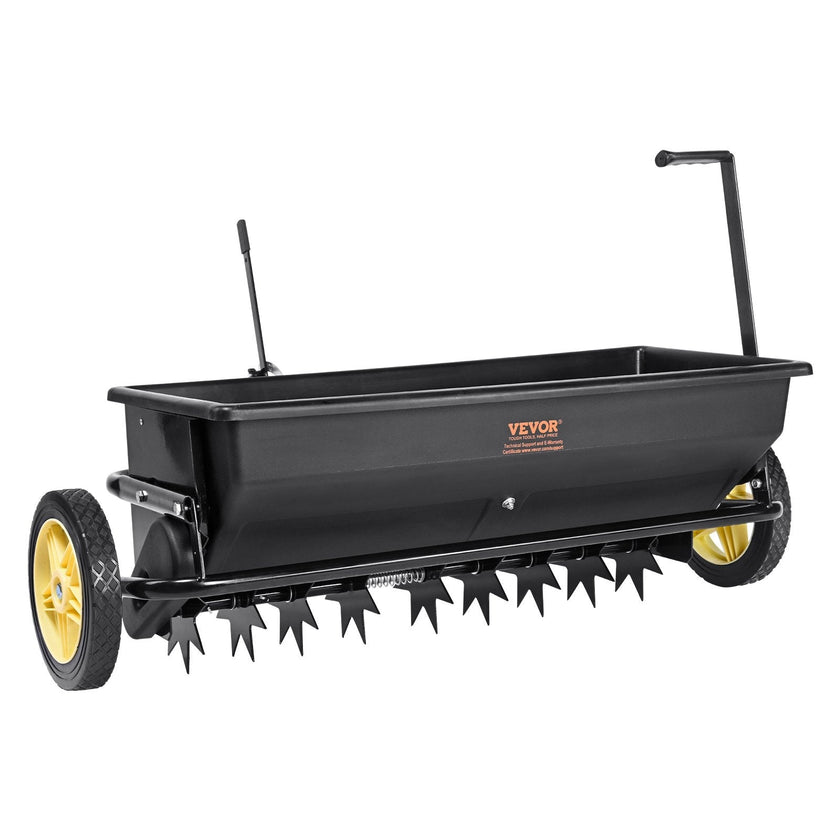 VEVOR Broadcast Spreader, 100 LB Tow Behind Poly Drop Spreader with 10