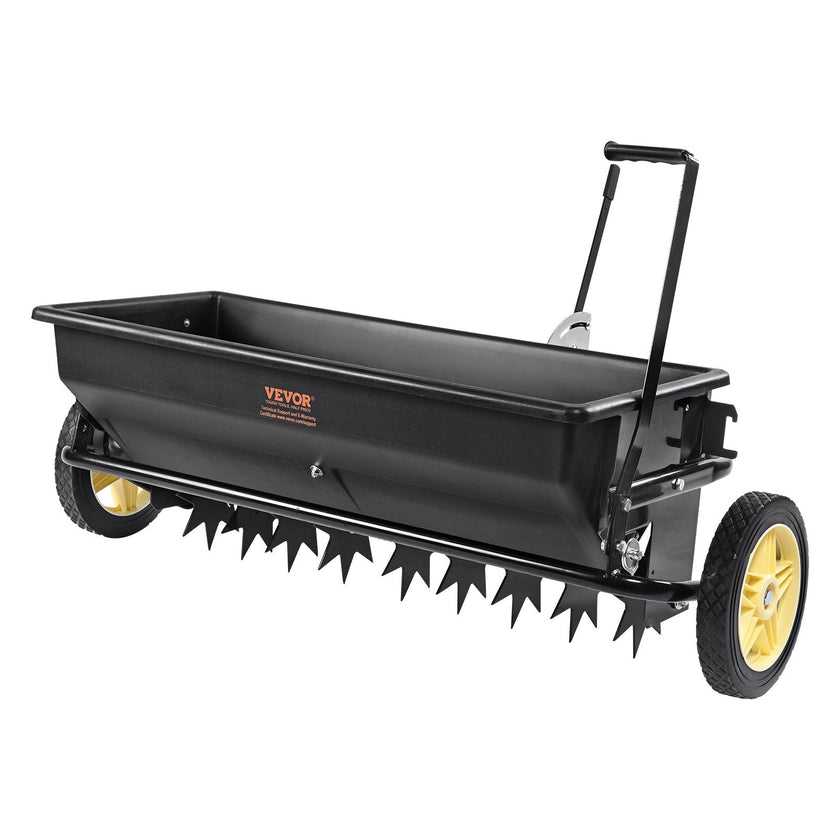 VEVOR Broadcast Spreader, 100 LB Tow Behind Poly Drop Spreader with 10