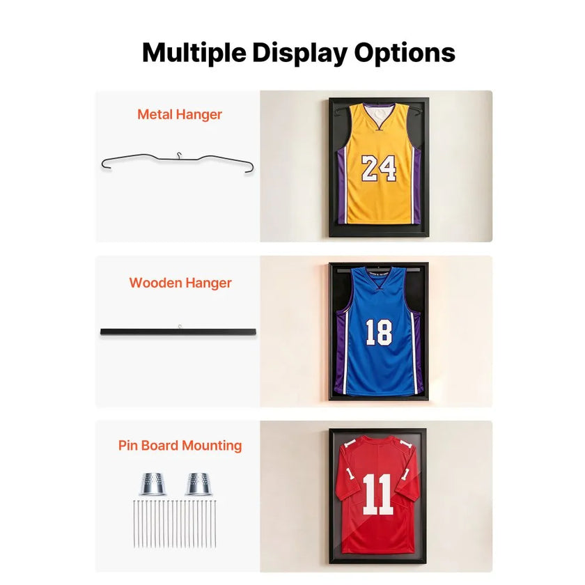VEVOR Jersey Frame Display Case 2 Pack, 31.3 x 23.2 Inch Wooden Sports Jersey Shadow Box with UV Protection Panel, Magnetic Lock & Hanger for Baseball, Basketball, Football, Hockey & Signed Jerseys