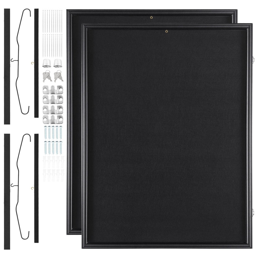VEVOR 2PCs Jersey Display Frame Case, 23.3x31.2x1.5 in, Large Lockable Sport Jersey Shadow Box with 98% UV Protection PC Glass and Hangers, for Baseball Basketball Football Hockey Shirt and Uniform