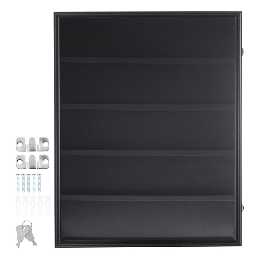 VEVOR 35 Graded Sports Card Display Case, 24.3x30.5x2.1 in, Baseball Card Display Frame with 98% UV Protection Clear View PC Glass, Lockable Wall Cabinet for Football Basketball Hockey Trading Card