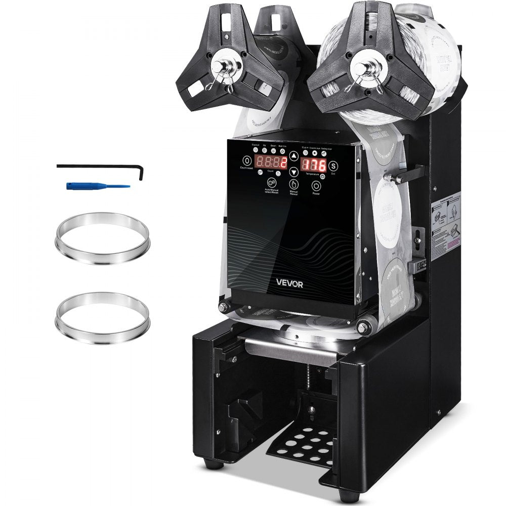Fully Automatic Cup Sealing Machine, 500–650 Cups/Hour Commercial Cup Sealer for 90mm & 95mm Cups with LCD Digital Controls