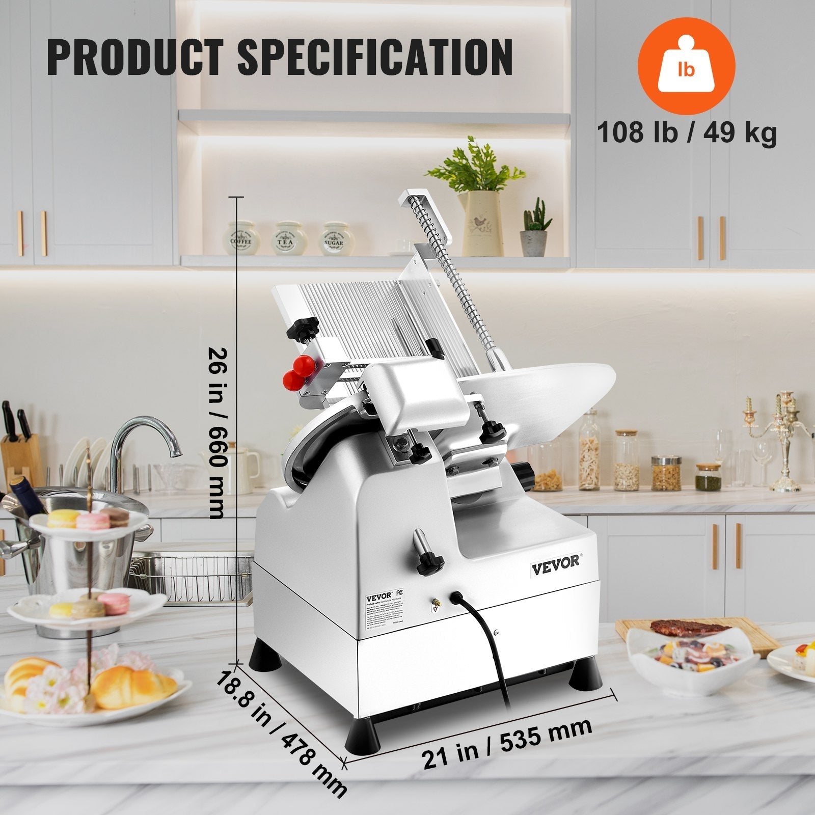 VEVOR Meat Slicer, 540W Electric Deli Slicer with Two 10
