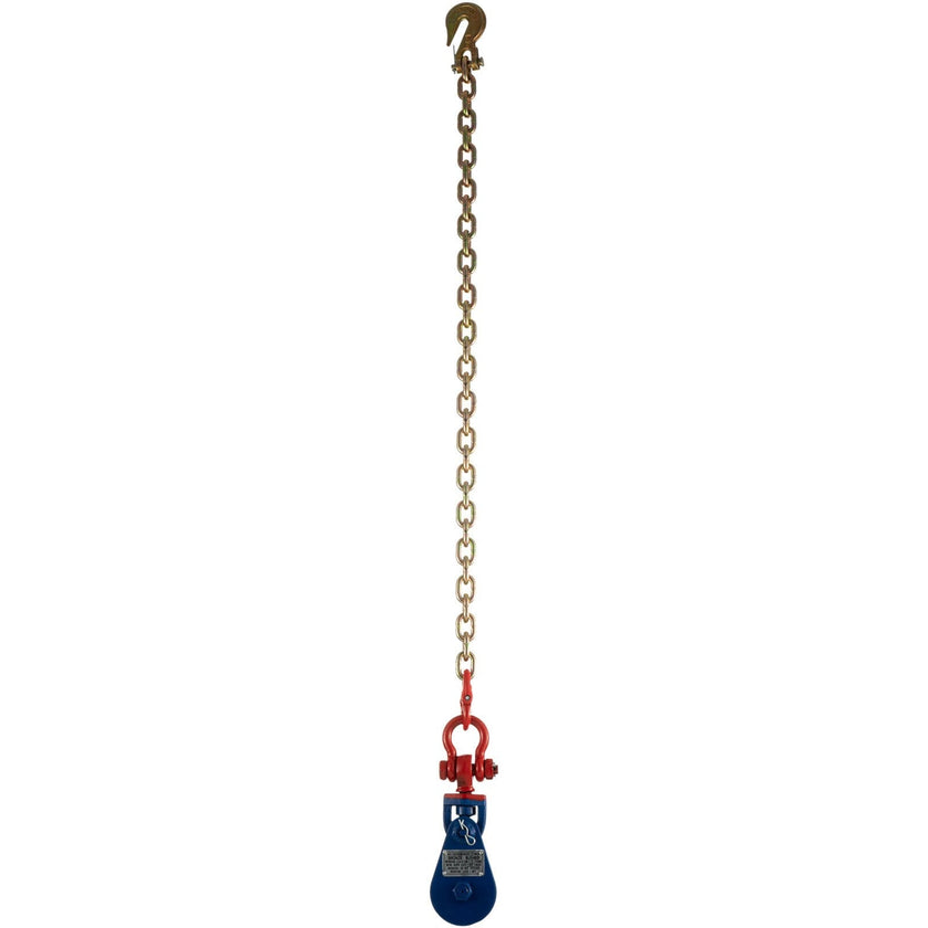 VEVOR 2ton Snatch Block with Chain, 4400 lbs Capacity Snatch Rigging Block, 3\'\' Single Sheave Block w/Swivel Hook, G70 Chain, Fit 3/8\'\' Wire Cable Heavy Duty for Pulling Wrecker Roll Back Recovery