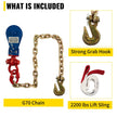VEVOR 2ton Snatch Block with Chain, 4400 lbs Capacity Snatch Rigging Block, 3\'\' Single Sheave Block w/Swivel Hook, G70 Chain, Fit 3/8\'\' Wire Cable Heavy Duty for Pulling Wrecker Roll Back Recovery