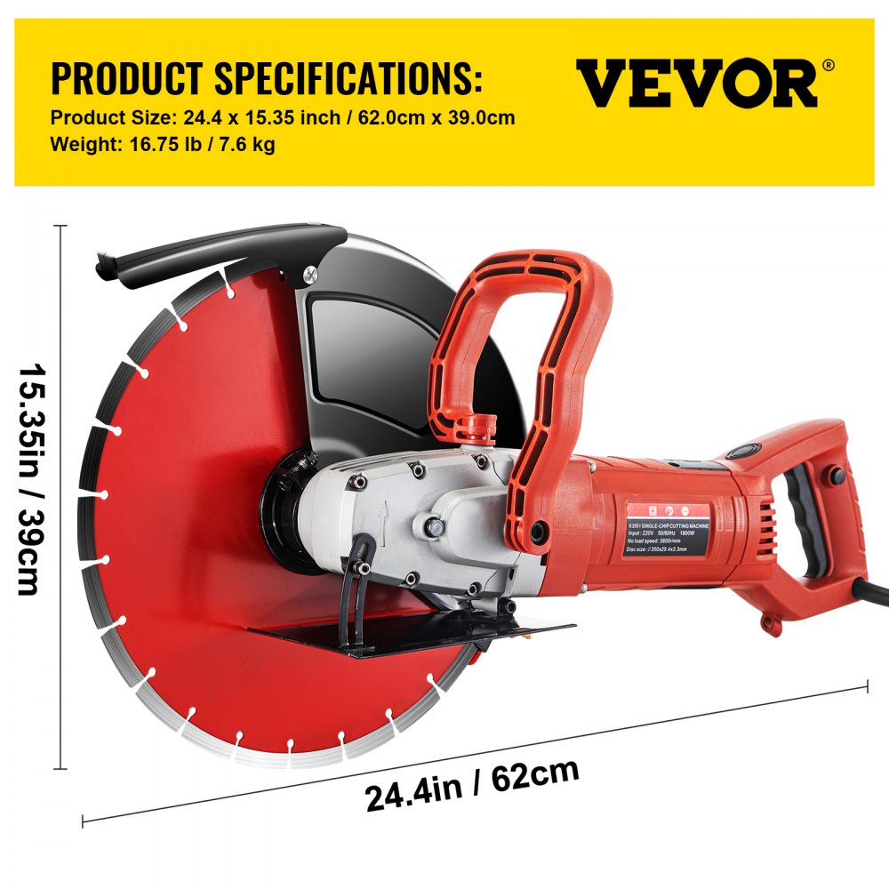 VEVOR Electric Concrete Saw, 12