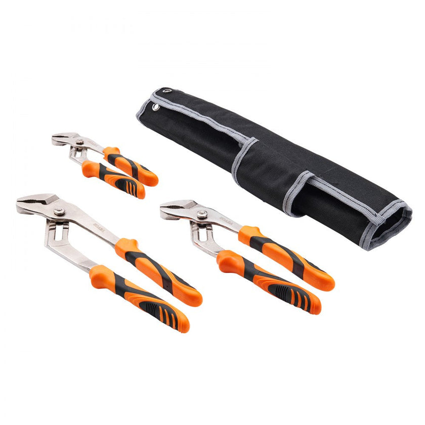 VEVOR Groove Joint Pliers Set, 3-Piece 12/10/8 inch, Heat-Treated High Carbon Steel Water Pump Pliers, Button Quick Adjustable Pliers for Home Repair, Gripping, Nuts, Bolts, Pipes, Fittings