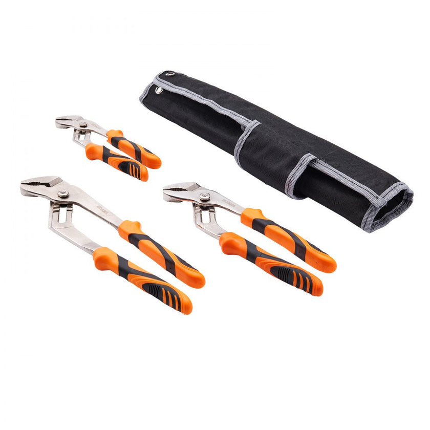 VEVOR Groove Joint Pliers Set, 3-Piece 12/10/8 inch, Heat-Treated High Carbon Steel Water Pump Pliers, Button Quick Adjustable Pliers for Home Repair, Gripping, Nuts, Bolts, Pipes, Fittings