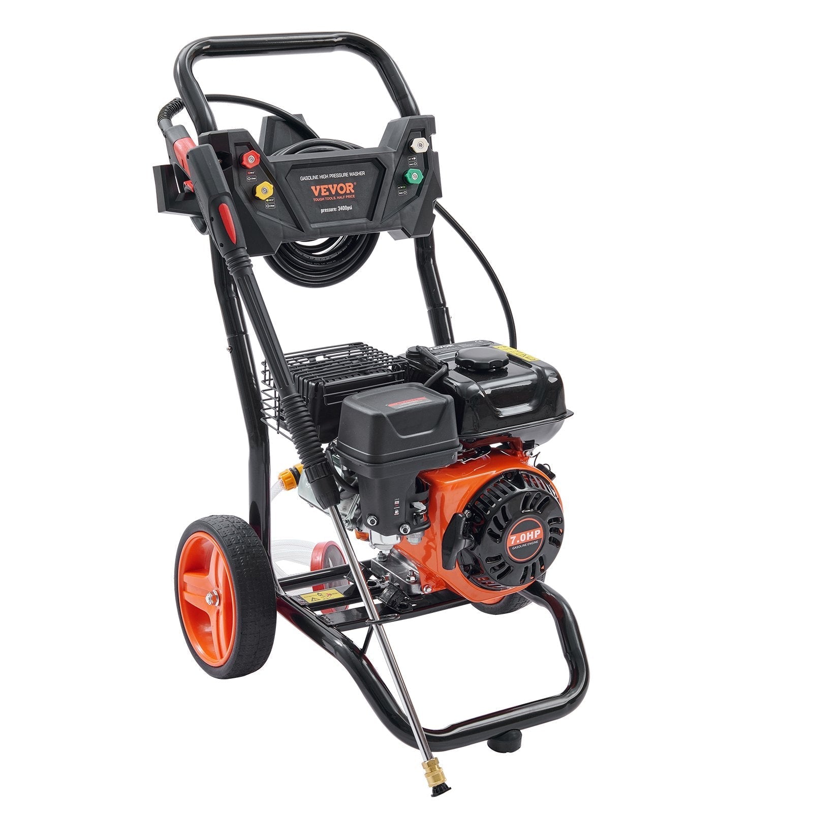 VEVOR Gas Pressure Washer, 3400 PSI 2.6 GPM, Gas Powered Pressure Washer with Aluminum Pump, Spray Gun and Extension Wand, 5 Quick Connect Nozzles, for Cleaning Cars, Homes, Driveways, Patios