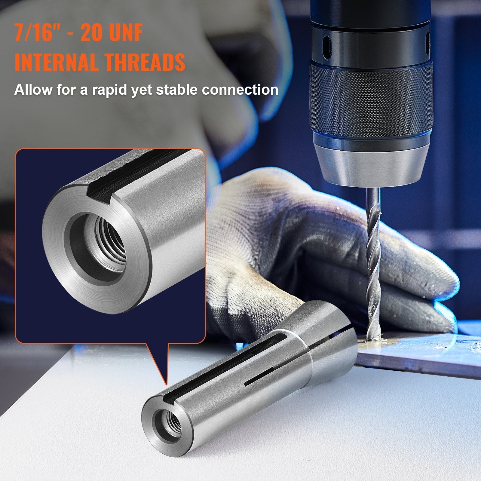 VEVOR 13 pcs Precision R8 Collet Set, 1/8'' - 7/8'', 45# Alloy Steel Mill Collet Chuck 0.0012
