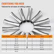 VEVOR 13 pcs Precision R8 Collet Set, 1/8'' - 7/8'', 45# Alloy Steel Mill Collet Chuck 0.0012