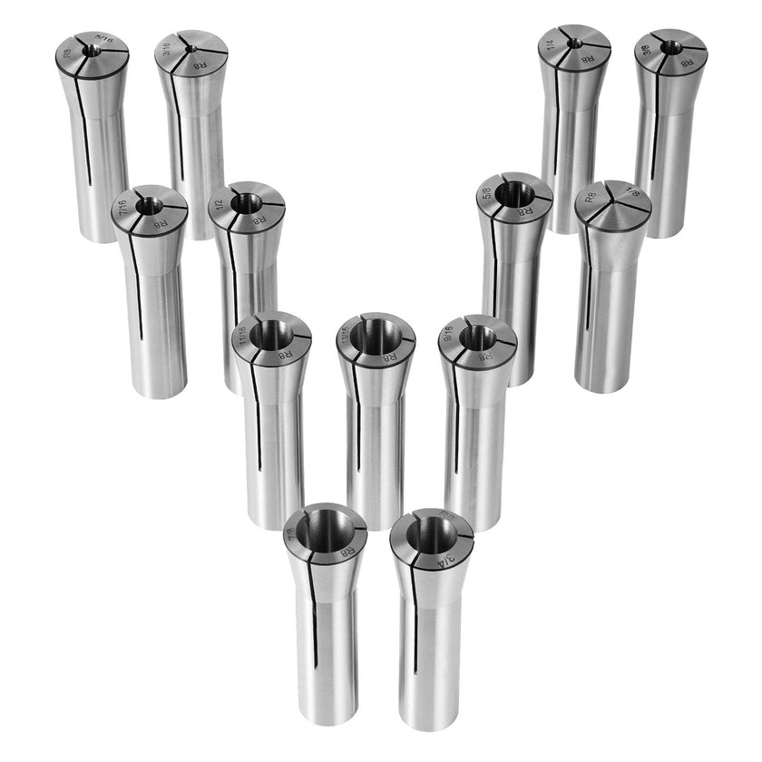 VEVOR 13 pcs Precision R8 Collet Set, 1/8'' - 7/8'', 45# Alloy Steel Mill Collet Chuck 0.0012
