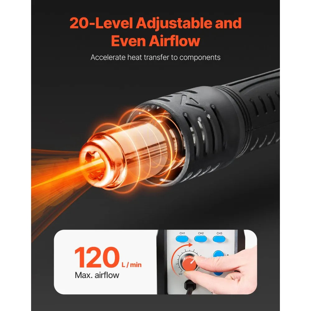 VEVOR Hot Air Rework Station 700W LED Digital SMD Rework Station 212℉-932℉
