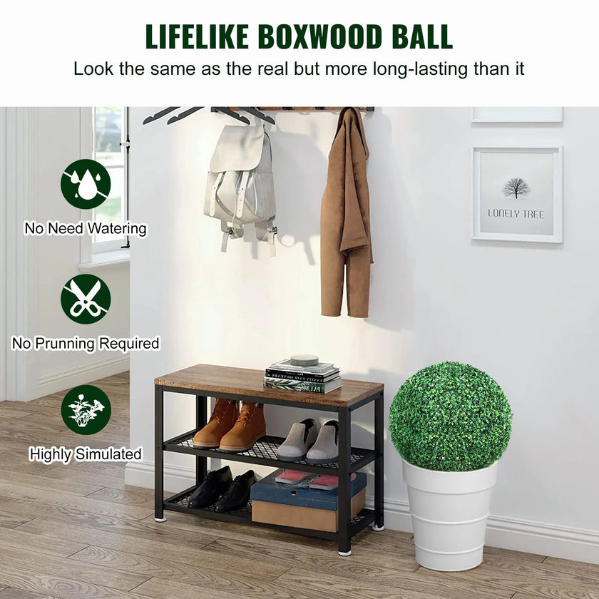 VEVOR Artificial Topiaries Boxwood Trees, 20” Tall (2 Pieces), Ball-Shape Faux Topiaries Plant, All-year Green Feaux Plant Decorative Balls for Backyard, Balcony,Garden, Wedding and Home Décor