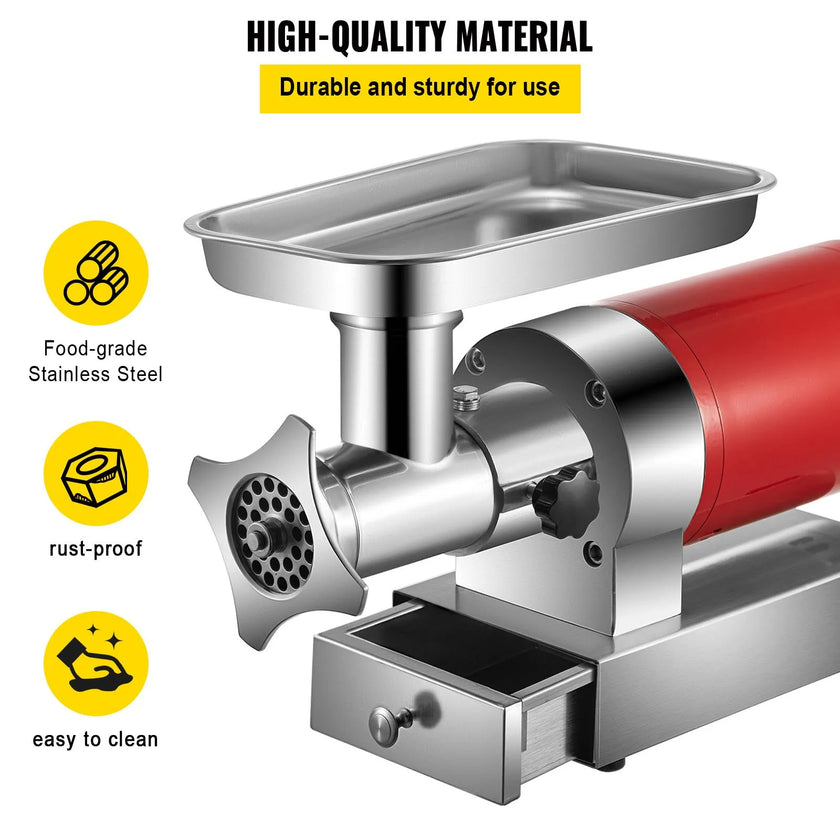 VEVOR Electric Meat Grinder, 661 Lbs/Hour 1100 W Meat Grinder Machine, 1.5 HP Electric Meat Mincer with?2?Grinding?Plates,?Sausage?Kit Set Meat Grinder Heavy Duty, Home Kitchen & Commercial Use Red