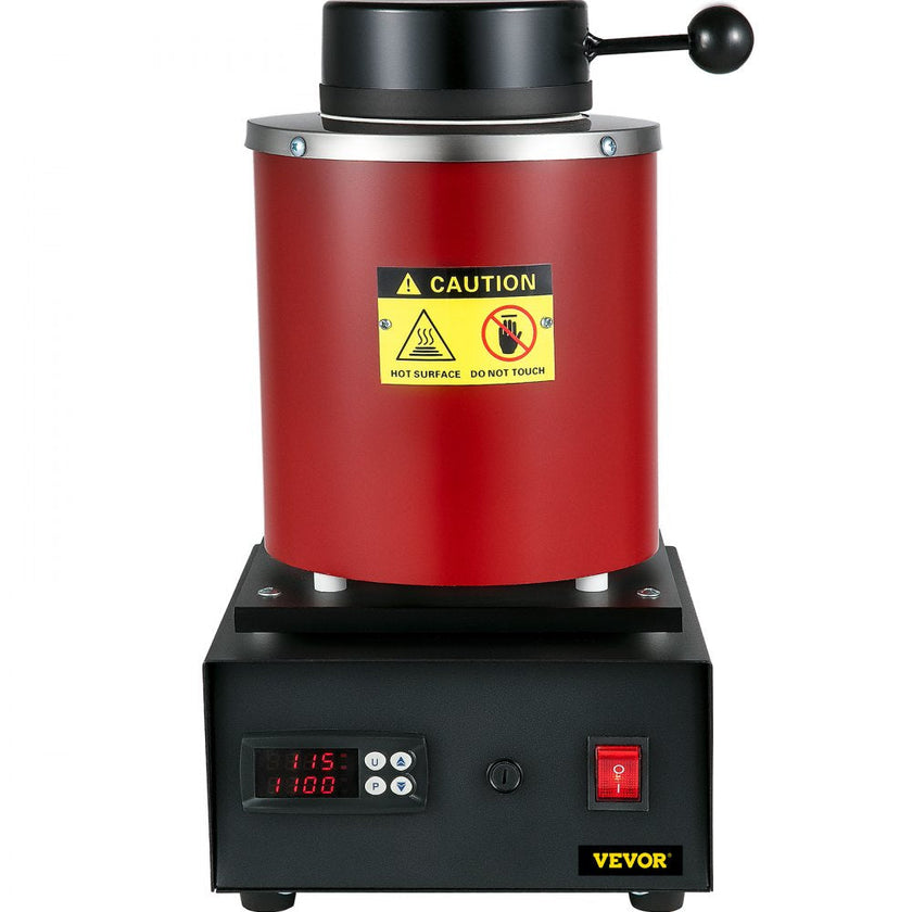 VEVOR Electric Melting Furnace, 3KG Digital Electric Melting Furnace, 1750W 1150?/2102 ? Gold Smelter Furnace W/ Graphite Crucible Casting Refining Jewelry Precious Metals Gold Silver Copper Aluminu