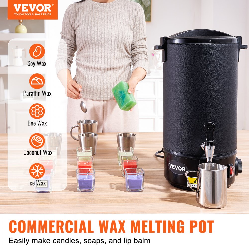 VEVOR Wax Melter for Candle Making, 10Liter Extra Large Electric Wax Melting Pot with Easy Pour Spout & 9-level Temp Control, Easy Clean for Candle Soap Cream Beauty Bulk Production Business or Home