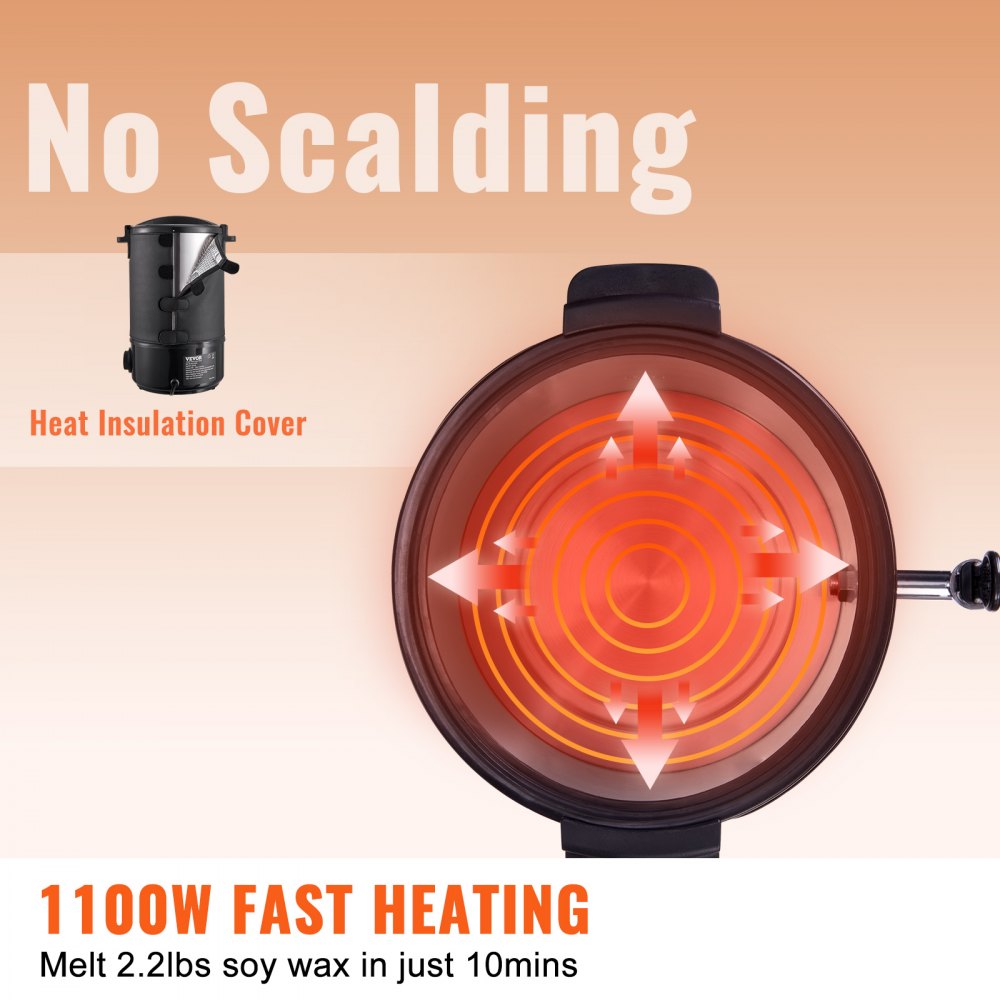 VEVOR Wax Melter for Candle Making, 6.5 Liter Large Electric Wax Melting Pot Easy Pour Spout & 9-level Temperature Control, Easy Clean for Candle Soap Cream Beauty Bulk Production Business or Home