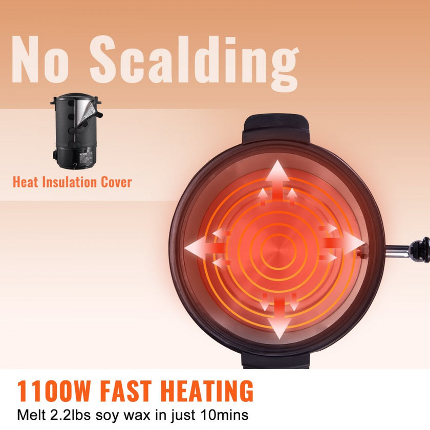 VEVOR Wax Melter for Candle Making, 6.5 Liter Large Electric Wax Melting Pot Easy Pour Spout & 9-level Temperature Control, Easy Clean for Candle Soap Cream Beauty Bulk Production Business or Home
