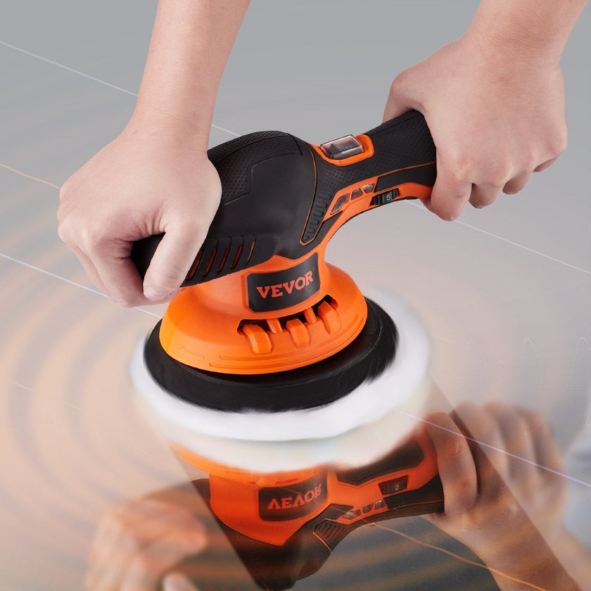 VEVOR Cordless Buffer Polisher, 6-Inch Random Orbital Polisher for Cars, 6 Variable Speed 5200RPM, with 1PC 12V Rechargeable Battery, Wireless Polisher Kit for Car Detailing/Polishing/Waxing