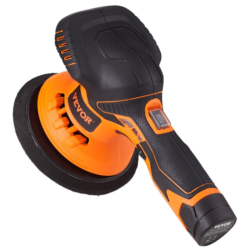 VEVOR Cordless Buffer Polisher, 6-Inch Random Orbital Polisher for Cars, 6 Variable Speed 5200RPM, with 1PC 12V Rechargeable Battery, Wireless Polisher Kit for Car Detailing/Polishing/Waxing