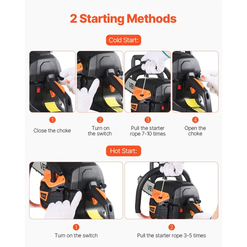 62cc Gas Chainsaw – 20-Inch 3.8 HP Gas Powered Chain Saw for Wood Cutting & Tree Trimming