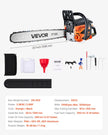 62cc Gas Chainsaw – 20-Inch 3.8 HP Gas Powered Chain Saw for Wood Cutting & Tree Trimming