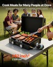 VEVOR Gas Griddle, 2 Burner Tabletop Griddle, 22 inch Portable Griddles Propane with Lid, Oil Drain Hole & Oil Collection Tray, 2 x 11000BTU Camping Flat Top Grill for Outdoor Cooking, Tailgating