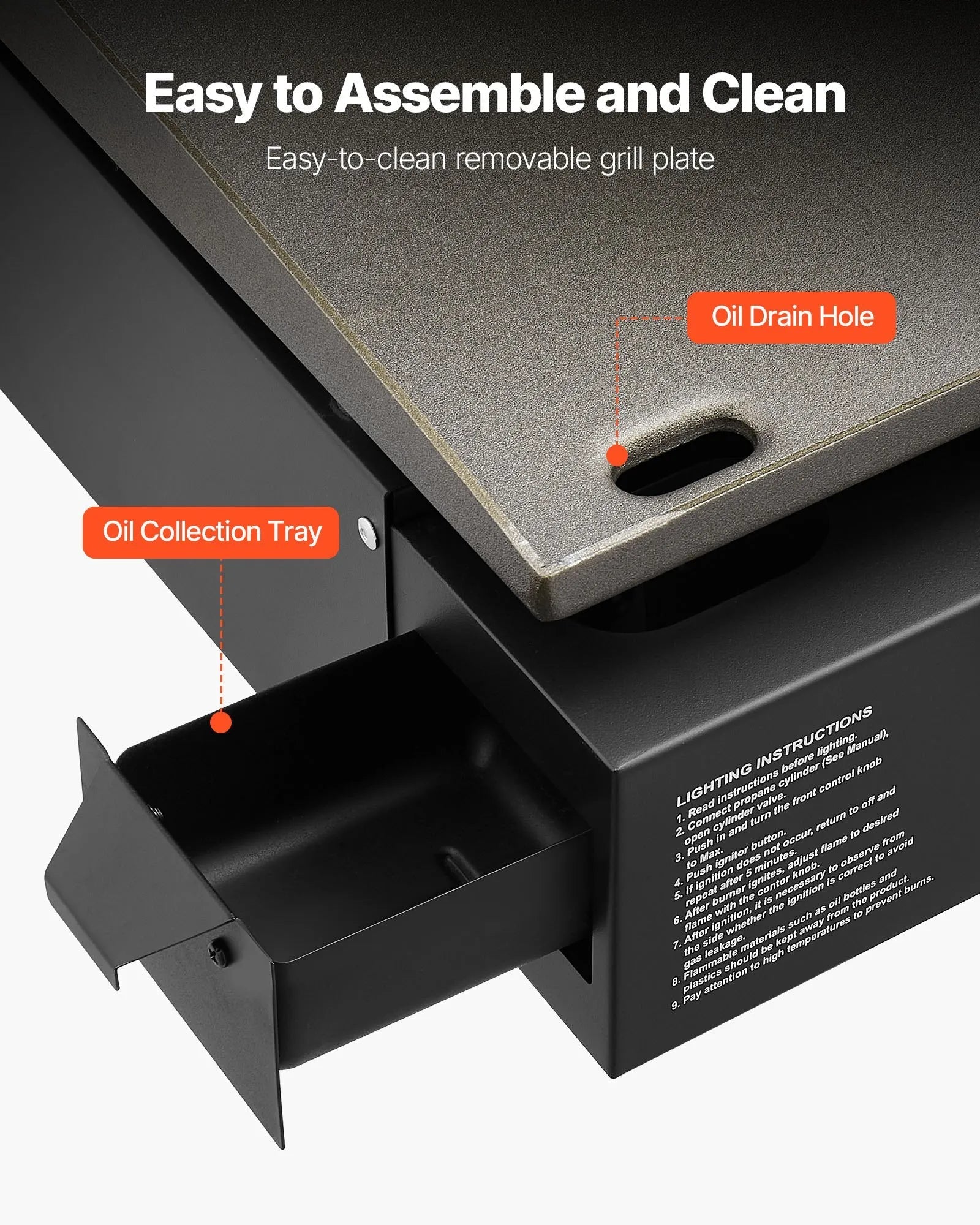 VEVOR Gas Griddle, 2 Burner Tabletop Griddle, 22 inch Portable Griddles Propane with Lid, Oil Drain Hole & Oil Collection Tray, 2 x 11000BTU Camping Flat Top Grill for Outdoor Cooking, Tailgating