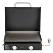 VEVOR Gas Griddle, 2 Burner Tabletop Griddle, 22 inch Portable Griddles Propane with Lid, Oil Drain Hole & Oil Collection Tray, 2 x 11000BTU Camping Flat Top Grill for Outdoor Cooking, Tailgating