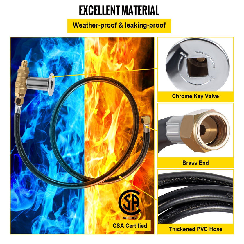 VEVOR Fire Pit Installation Kit, 90K BTU Max Propane Fire Pit Hose Kit, Certified Propane Connection Kit, Gas Mixer Regulator with 1/2