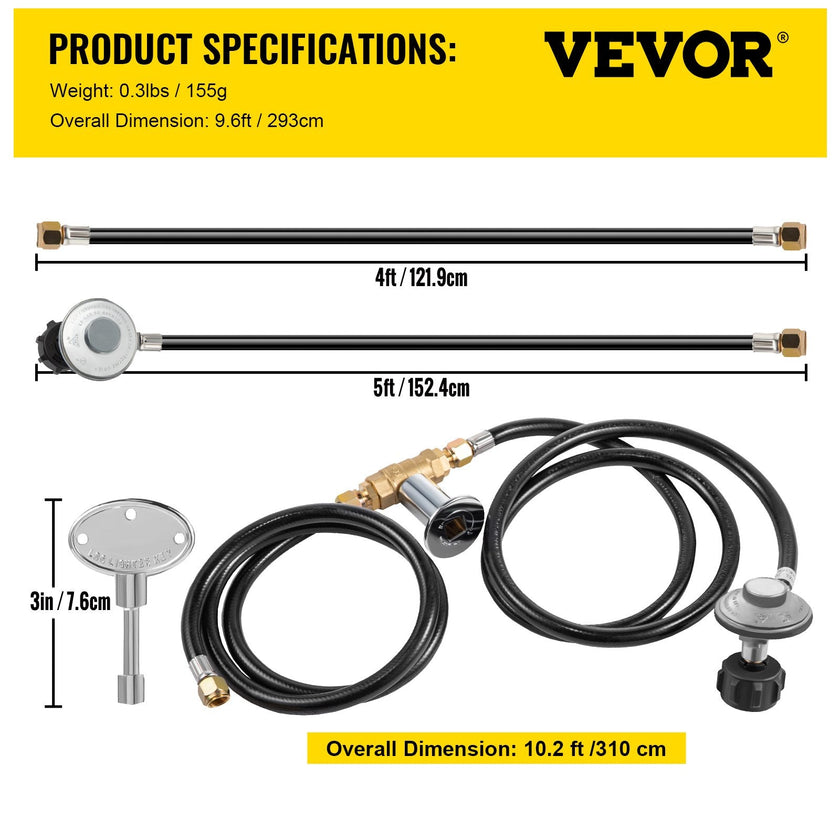 VEVOR Fire Pit Installation Kit, 90K BTU Max Propane Fire Pit Hose Kit, Certified Propane Connection Kit, Gas Mixer Regulator with 1/2