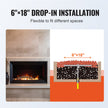 VEVOR 6 x 18 inch Drop-in Fire Pit Pan, Rectangular Stainless Steel Fire Pit Burner, Natural & Propane Gas Fire Pan H-Burner 90,000 BTU for Indoor or Outdoor Use