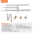 VEVOR 6 x 18 inch Drop-in Fire Pit Pan, Rectangular Stainless Steel Fire Pit Burner, Natural & Propane Gas Fire Pan H-Burner 90,000 BTU for Indoor or Outdoor Use
