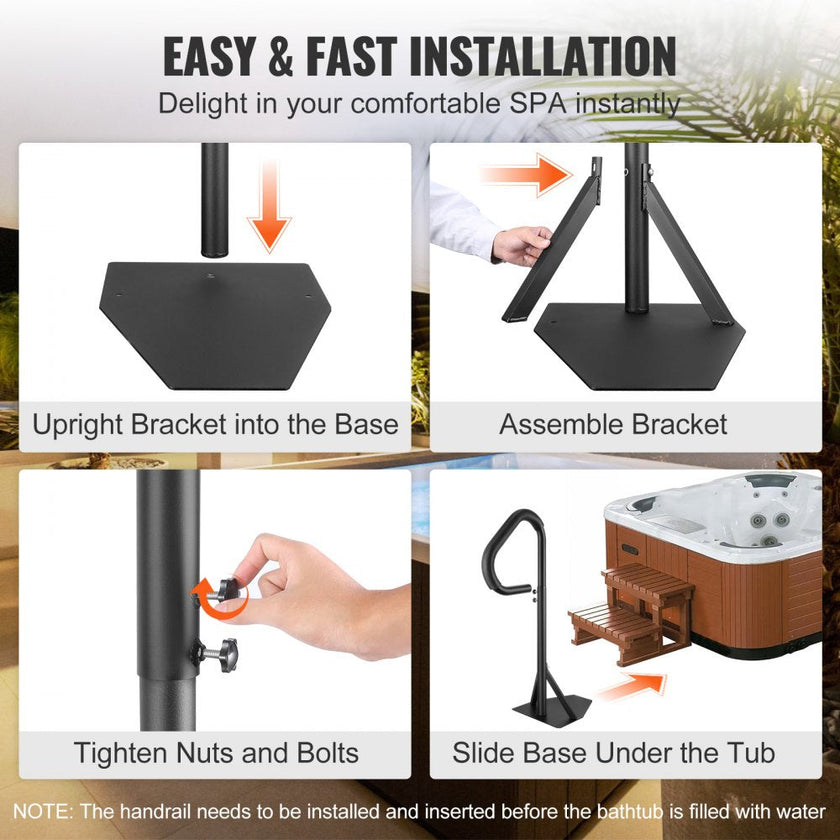 VEVOR Hot Tub Handrail, 360 Rotatable Spa Side Handrail with 35