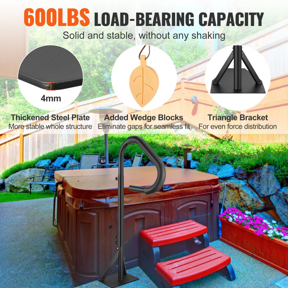 VEVOR Hot Tub Handrail, 360 Rotatable Spa Side Handrail with 48