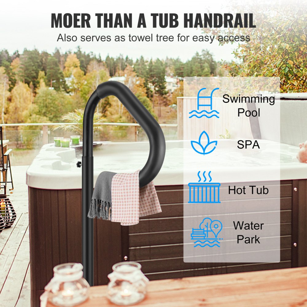 VEVOR Hot Tub Handrail, 360 Rotatable Spa Side Handrail with 48