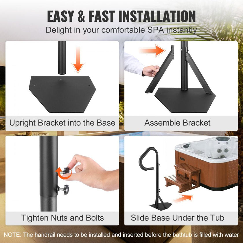 VEVOR Hot Tub Handrail, 360 Rotatable Spa Side Handrail with 48