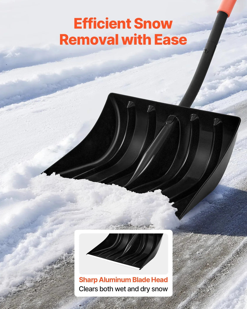 VEVOR Snow Shovel for Driveway, 17 in Wide Plastic Snow Shovel with D-shaped Handles & Aluminum Blade, Large Capacity Snowplow Shovels, Lightweight Snows Removal Tool for Garden Car Camping
