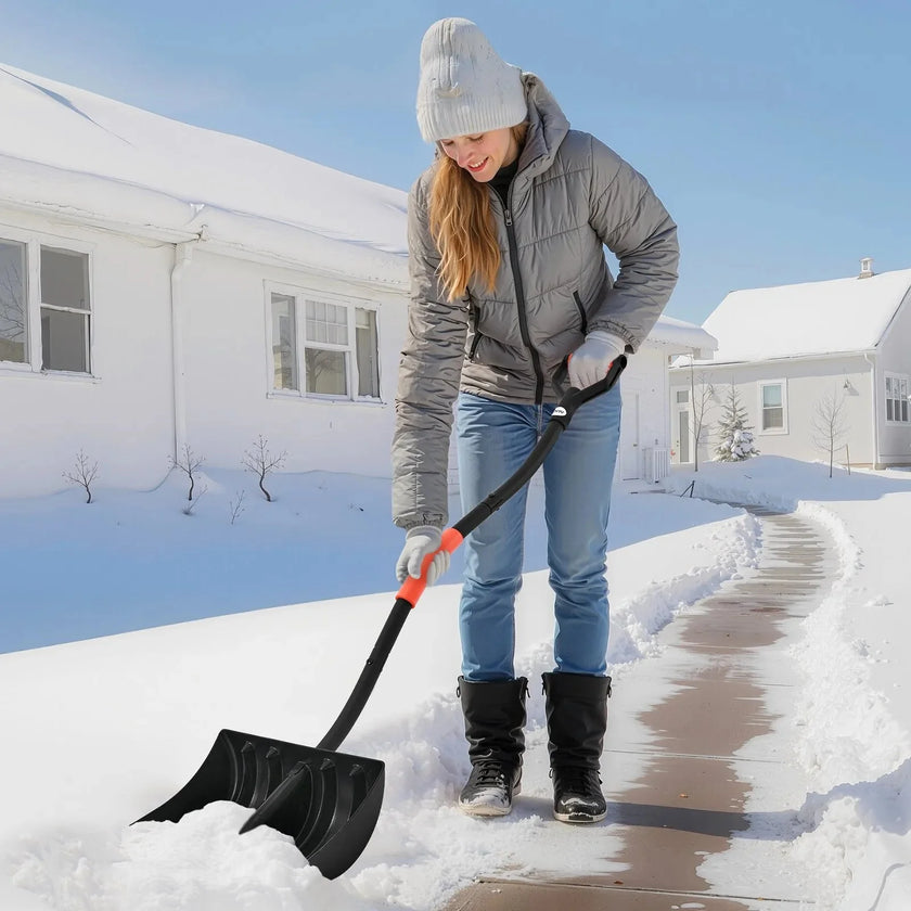 VEVOR Snow Shovel for Driveway, 17 in Wide Plastic Snow Shovel with D-shaped Handles & Aluminum Blade, Large Capacity Snowplow Shovels, Lightweight Snows Removal Tool for Garden Car Camping