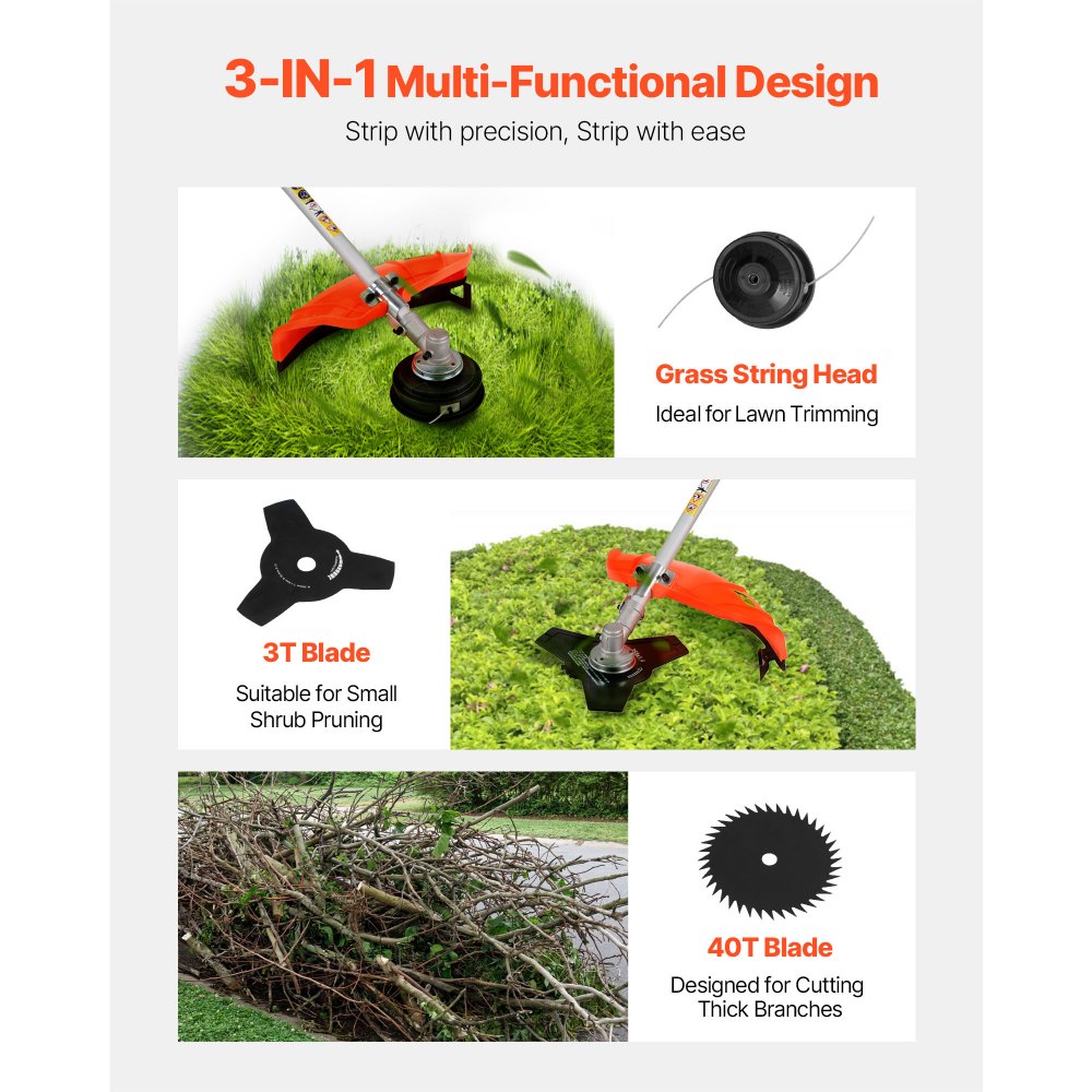 52cc Gas Powered String Trimmer & Brush Cutter with 17