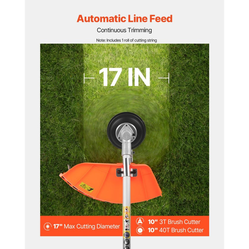 52cc Gas Powered String Trimmer & Brush Cutter with 17